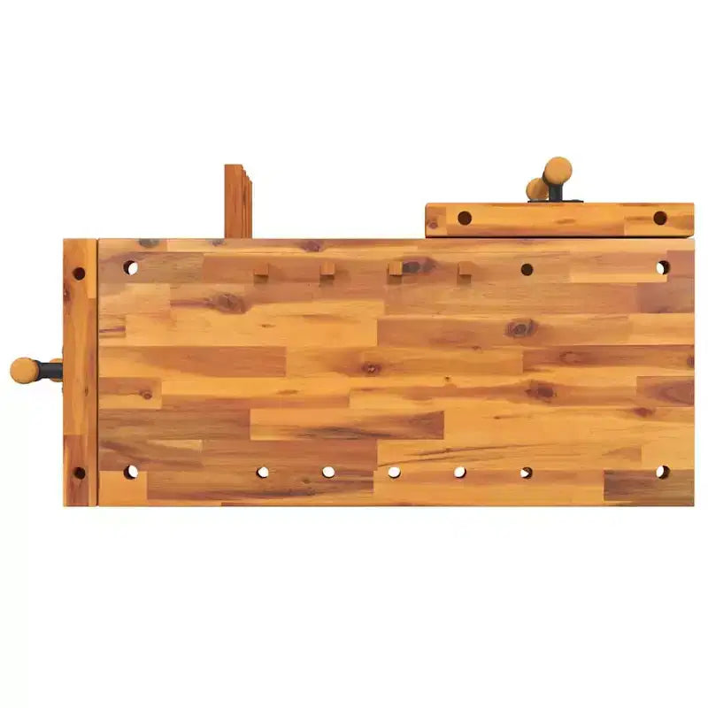 vidaXL Workbench with Vices 36.2x18.9x32.7 Solid Wood Acacia
