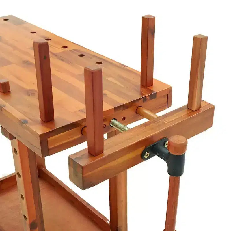 vidaXL Workbench with Vices 36.2x18.9x32.7 Solid Wood Acacia