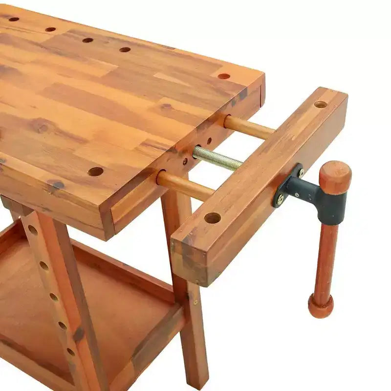 vidaXL Workbench with Vices 36.2x18.9x32.7 Solid Wood Acacia