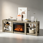 Meuble TV avec cheminée électrique et étagères réglables