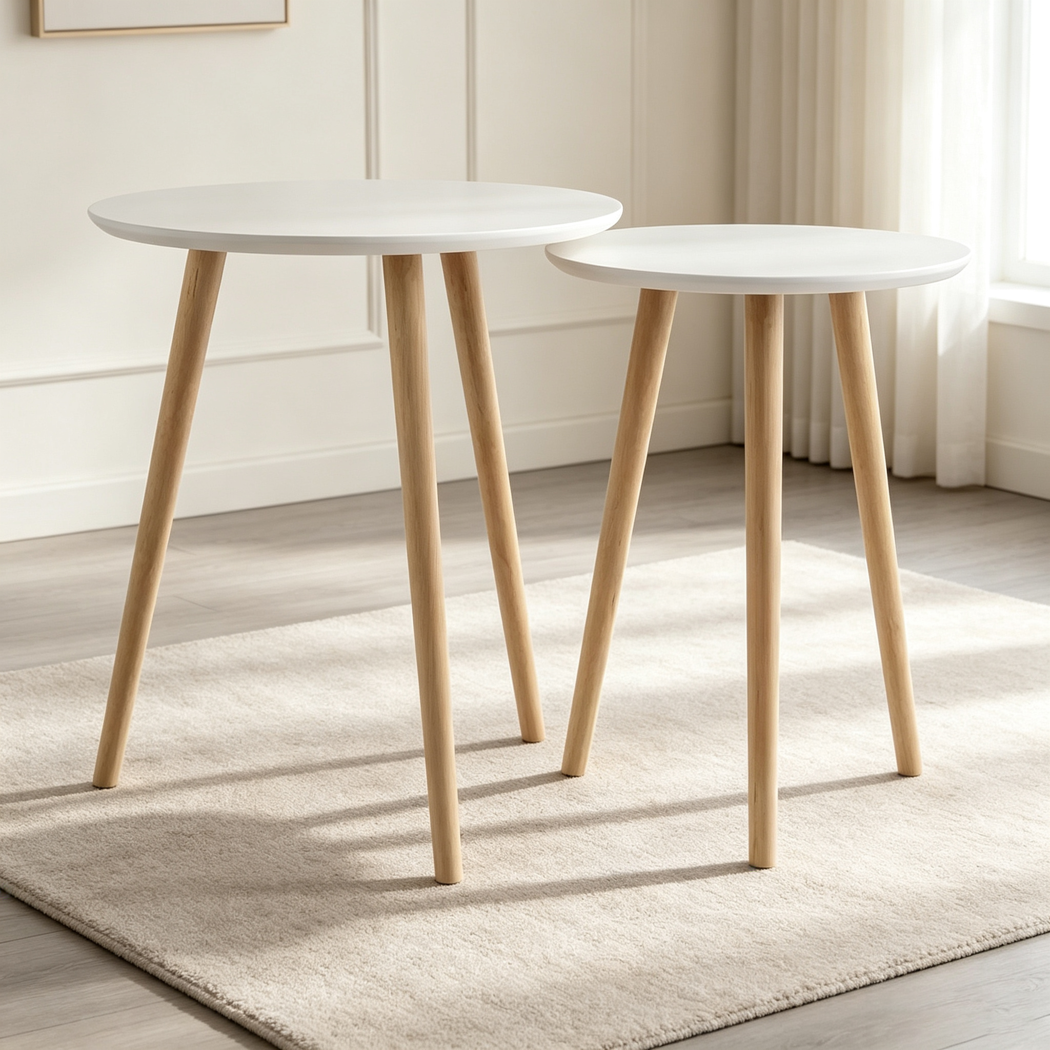 Tables gigognes avec plateau rond blanc
