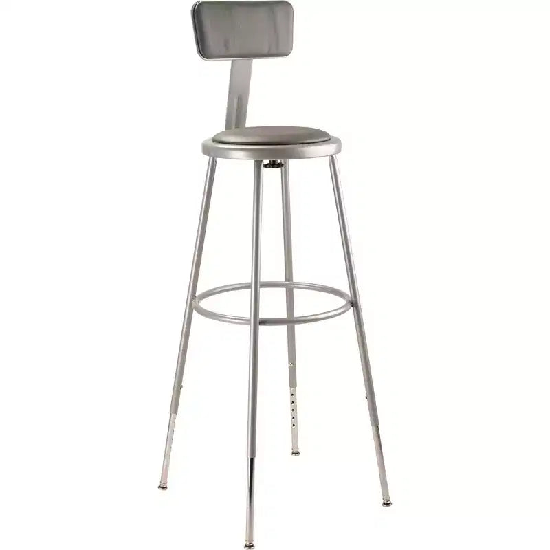 2pk Adjustable Heavy Duty Vinyl Steel Barstool with Backrest Gray - Hampden Furnishings