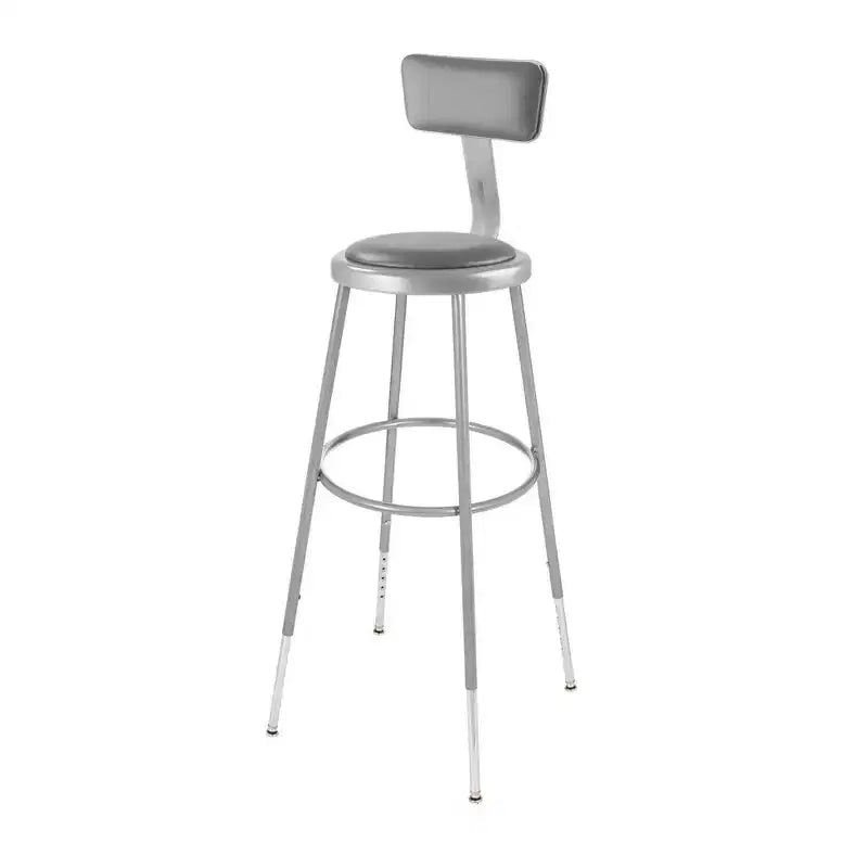 2pk Adjustable Heavy Duty Vinyl Steel Barstool with Backrest Gray - Hampden Furnishings