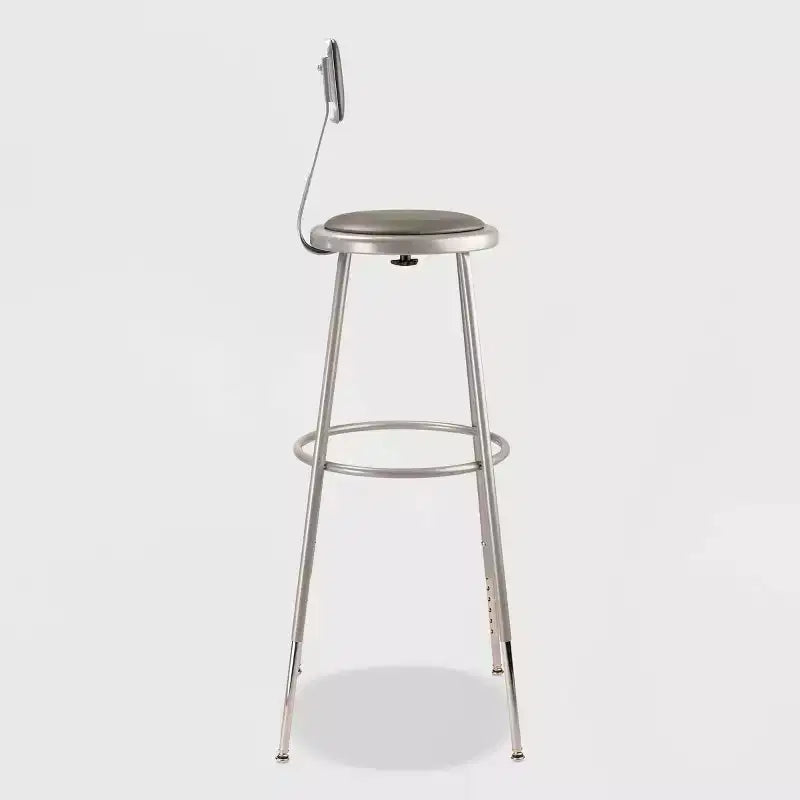 2pk Adjustable Heavy Duty Vinyl Steel Barstool with Backrest Gray - Hampden Furnishings