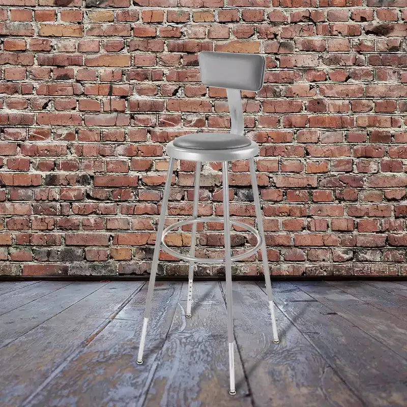 2pk Adjustable Heavy Duty Vinyl Steel Barstool with Backrest Gray - Hampden Furnishings