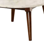 36" Gasha Coffee Table-White Marble Top & Walnut - Acme Furniture: Mid-Century Modern, Round, Wood Legs, No Tools Assembly