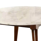 36" Gasha Coffee Table-White Marble Top & Walnut - Acme Furniture: Mid-Century Modern, Round, Wood Legs, No Tools Assembly