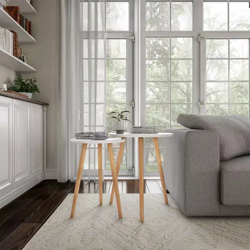 Nesting End Tables with Circular Top White - Yorkshire Home