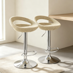 Tabouret de bar ajustable en rotin 2 pièces gris avec base chromée