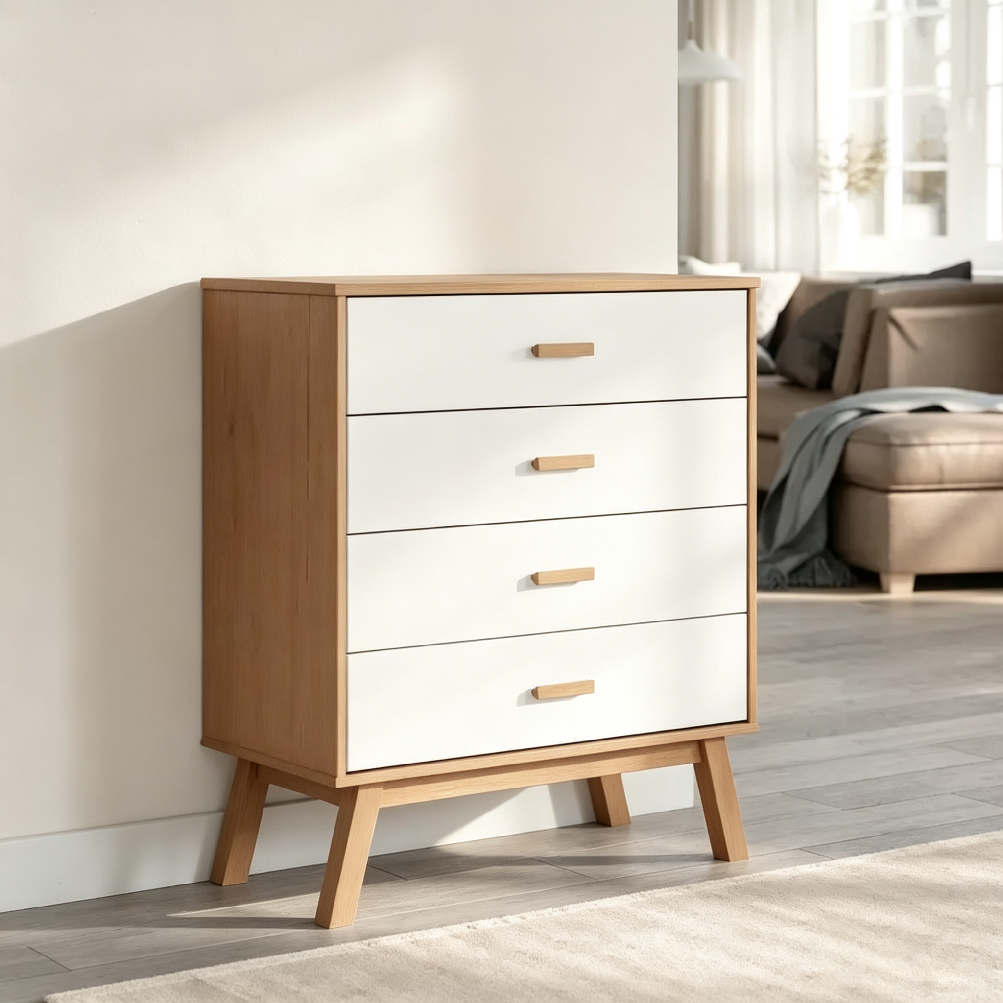 Commode blanche et marron