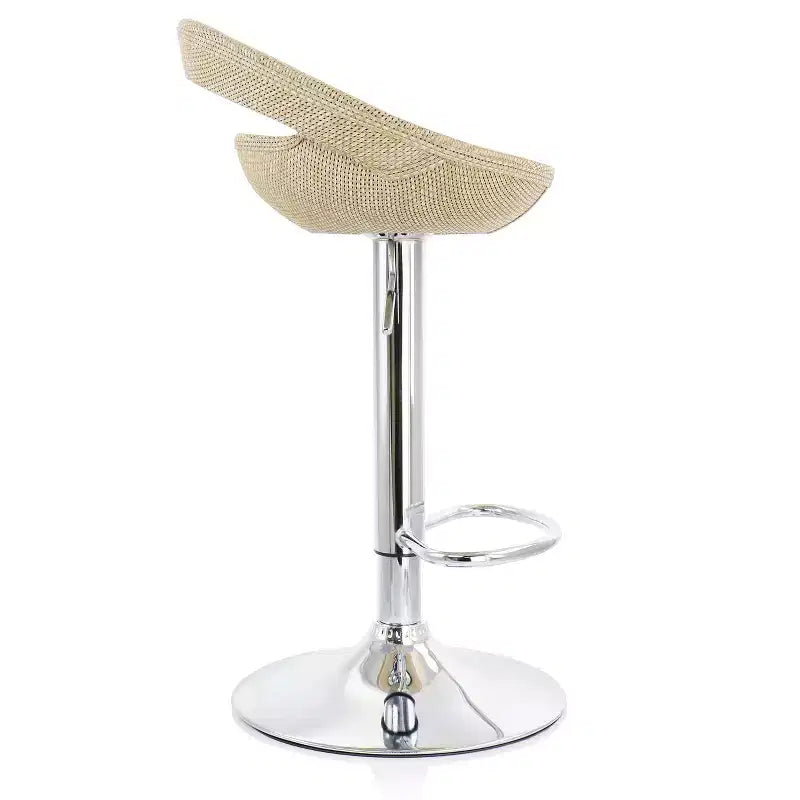 Elama 2 Piece Adjustable Rattan Barstool in Gray with Chrome Base