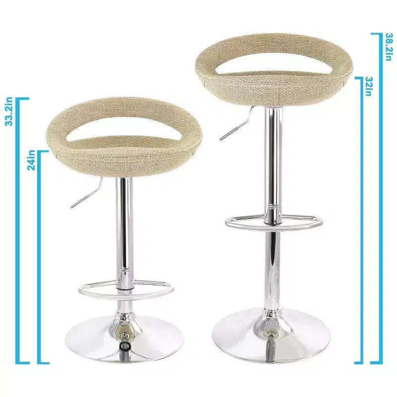 Elama 2 Piece Adjustable Rattan Barstool in Gray with Chrome Base