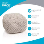 BirdRock Home Square Pouf Foot Stool Ottoman for Living Room & Bedroom - Natural