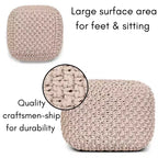 BirdRock Home Square Pouf Foot Stool Ottoman for Living Room & Bedroom - Natural