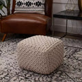 BirdRock Home Square Pouf Foot Stool Ottoman for Living Room & Bedroom - Natural
