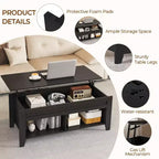 Yaheetech Lift Top Coffee Table with Hidden Compartment & 2 Open Shelves for Living Room