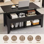 Yaheetech Lift Top Coffee Table with Hidden Compartment & 2 Open Shelves for Living Room