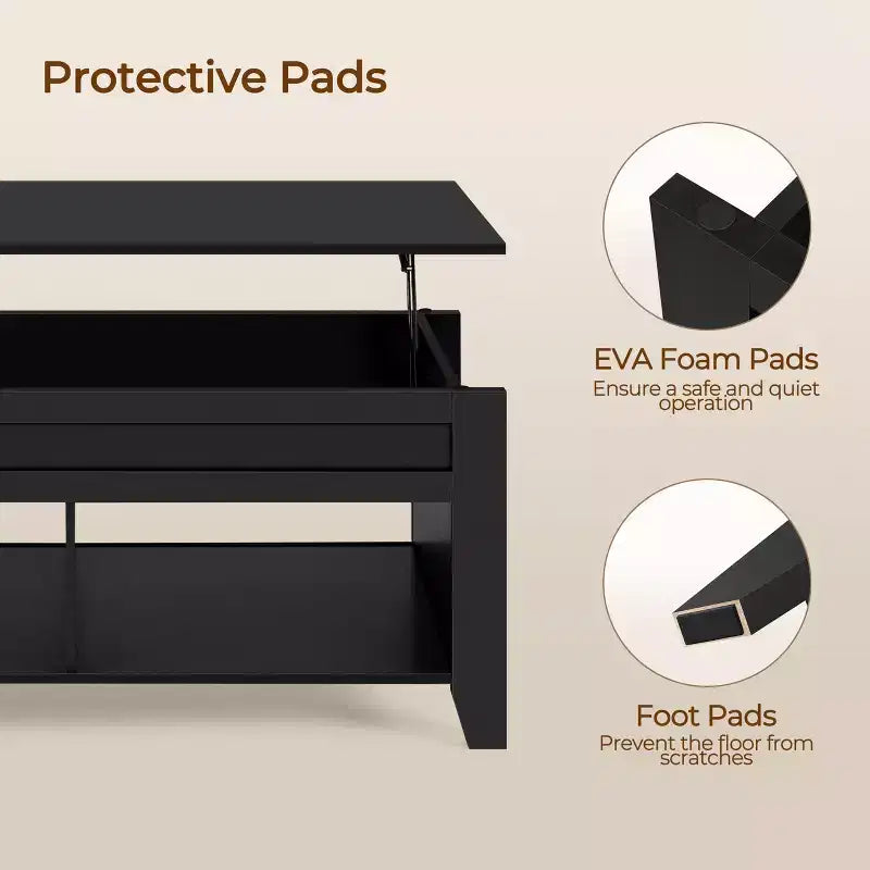 Yaheetech Lift Top Coffee Table with Hidden Compartment & 2 Open Shelves for Living Room