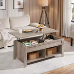 Yaheetech Lift Top Coffee Table with Hidden Compartment & 2 Open Shelves for Living Room