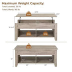 Yaheetech Lift Top Coffee Table with Hidden Compartment & 2 Open Shelves for Living Room