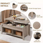 Yaheetech Lift Top Coffee Table with Hidden Compartment & 2 Open Shelves for Living Room