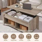Yaheetech Lift Top Coffee Table with Hidden Compartment & 2 Open Shelves for Living Room