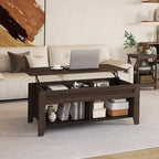 Yaheetech Lift Top Coffee Table with Hidden Compartment & 2 Open Shelves for Living Room