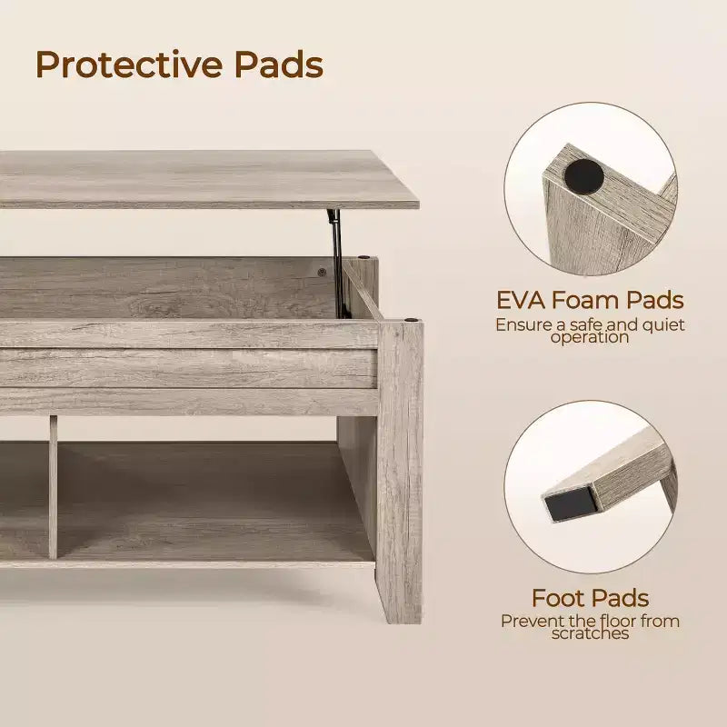 Yaheetech Lift Top Coffee Table with Hidden Compartment & 2 Open Shelves for Living Room