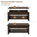 Yaheetech Lift Top Coffee Table with Hidden Compartment & 2 Open Shelves for Living Room