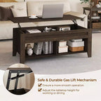 Yaheetech Lift Top Coffee Table with Hidden Compartment & 2 Open Shelves for Living Room