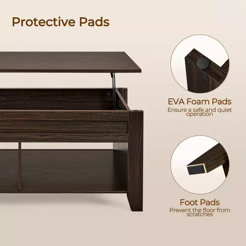 Yaheetech Lift Top Coffee Table with Hidden Compartment & 2 Open Shelves for Living Room