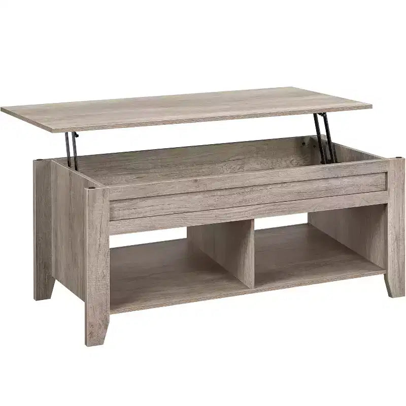 Yaheetech Lift Top Coffee Table with Hidden Compartment & 2 Open Shelves for Living Room