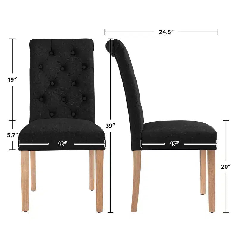 Yaheetech 2pcs Classic Fabric Upholstered Dining Chair Kitchen Chair