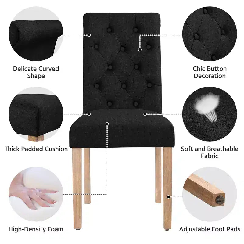 Yaheetech 2pcs Classic Fabric Upholstered Dining Chair Kitchen Chair