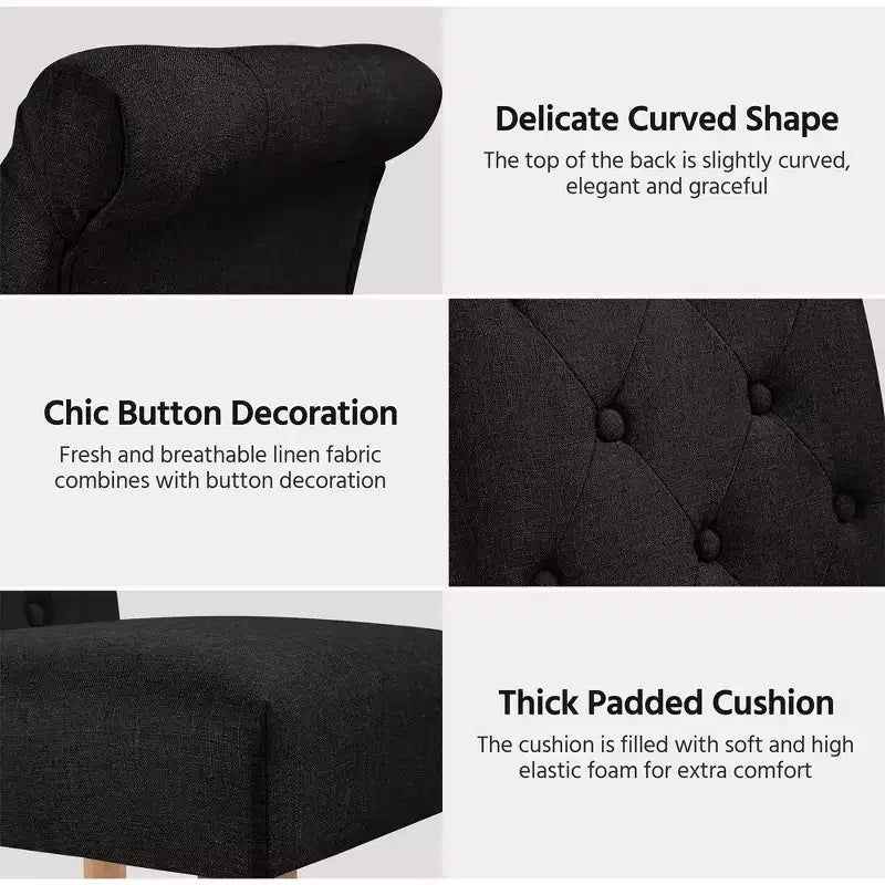 Yaheetech 2pcs Classic Fabric Upholstered Dining Chair Kitchen Chair