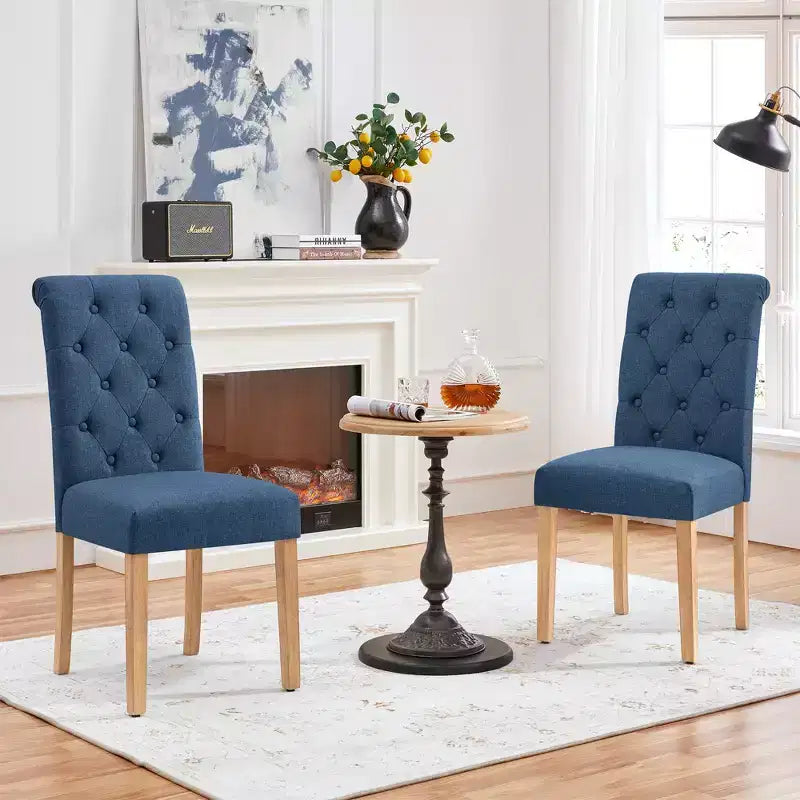 Yaheetech 2pcs Classic Fabric Upholstered Dining Chair Kitchen Chair