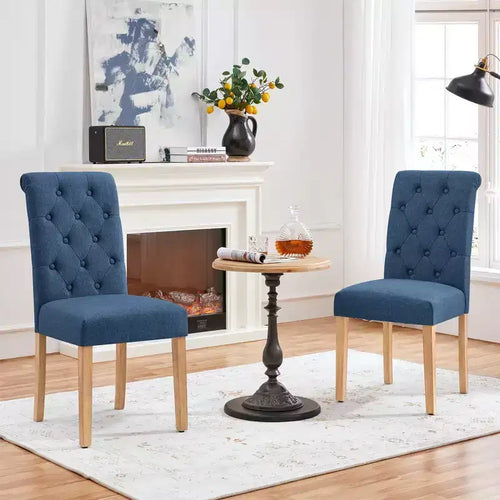 Yaheetech 2pcs Classic Fabric Upholstered Dining Chair Kitchen Chair