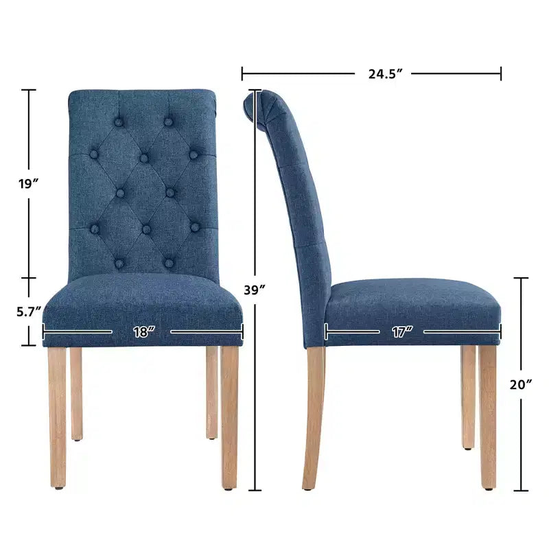 Yaheetech 2pcs Classic Fabric Upholstered Dining Chair Kitchen Chair