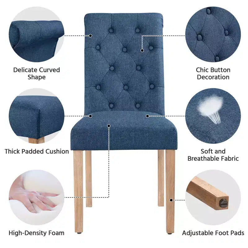 Yaheetech 2pcs Classic Fabric Upholstered Dining Chair Kitchen Chair