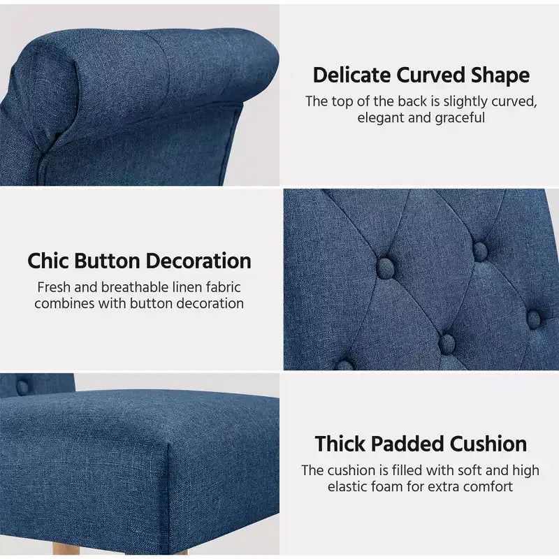 Yaheetech 2pcs Classic Fabric Upholstered Dining Chair Kitchen Chair