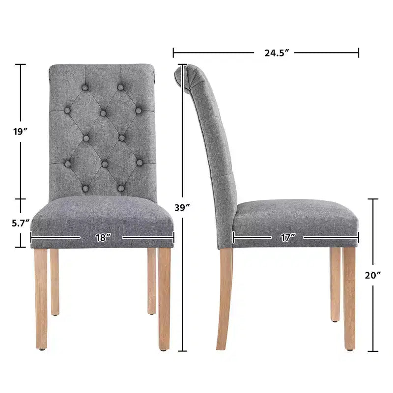 Yaheetech 2pcs Classic Fabric Upholstered Dining Chair Kitchen Chair