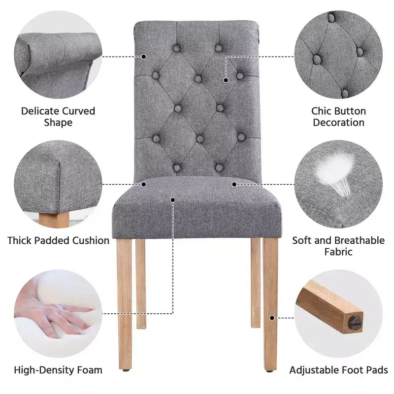 Yaheetech 2pcs Classic Fabric Upholstered Dining Chair Kitchen Chair
