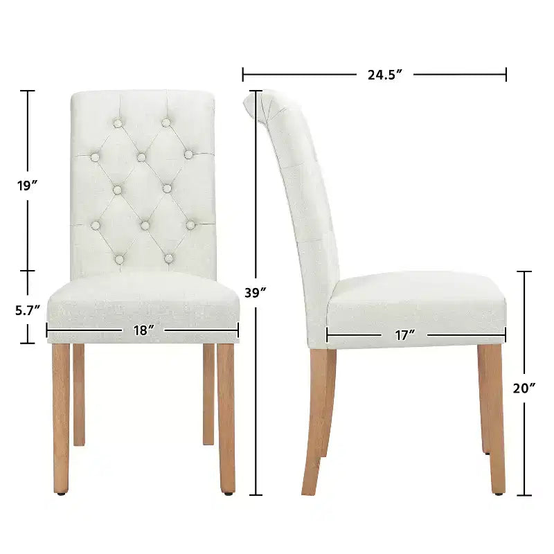 Yaheetech 2pcs Classic Fabric Upholstered Dining Chair Kitchen Chair