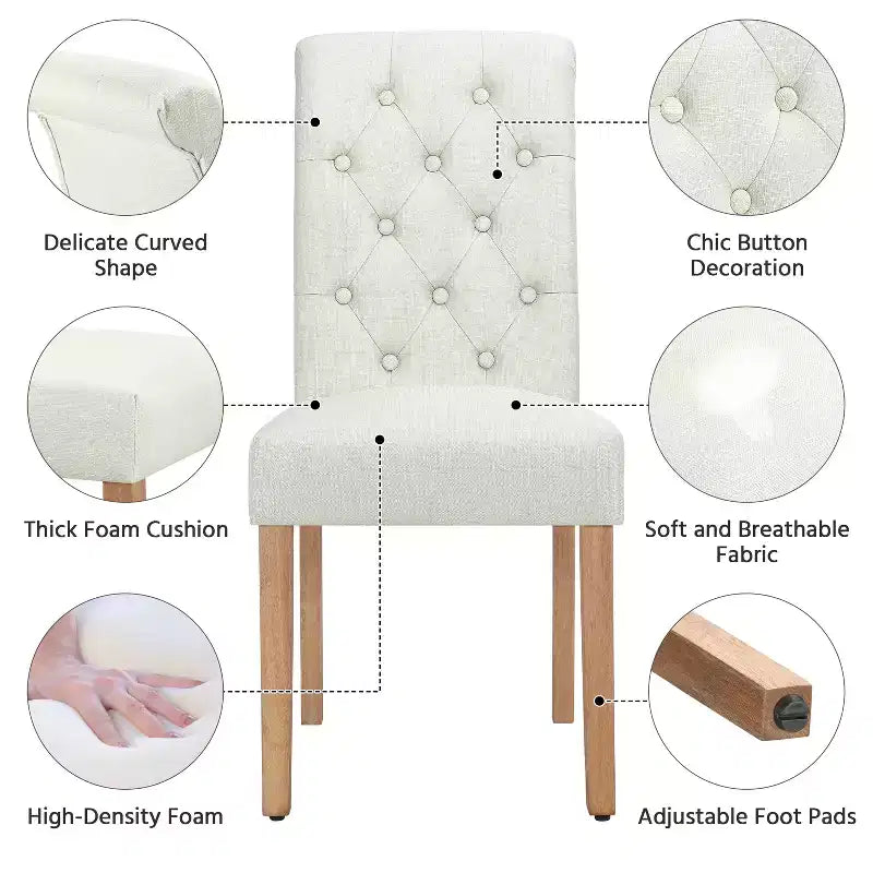 Yaheetech 2pcs Classic Fabric Upholstered Dining Chair Kitchen Chair
