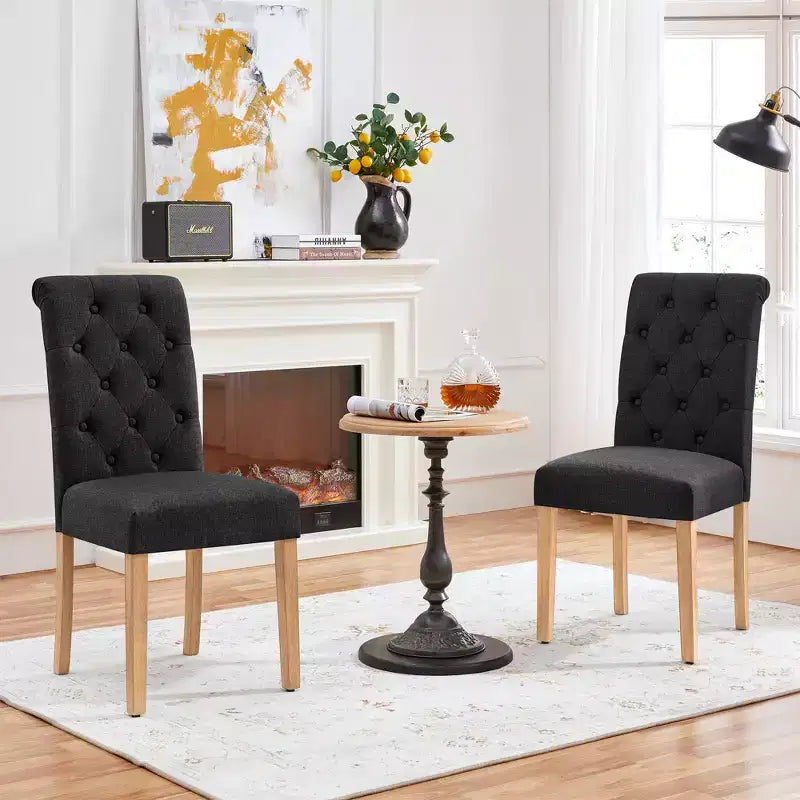 Yaheetech 2pcs Classic Fabric Upholstered Dining Chair Kitchen Chair